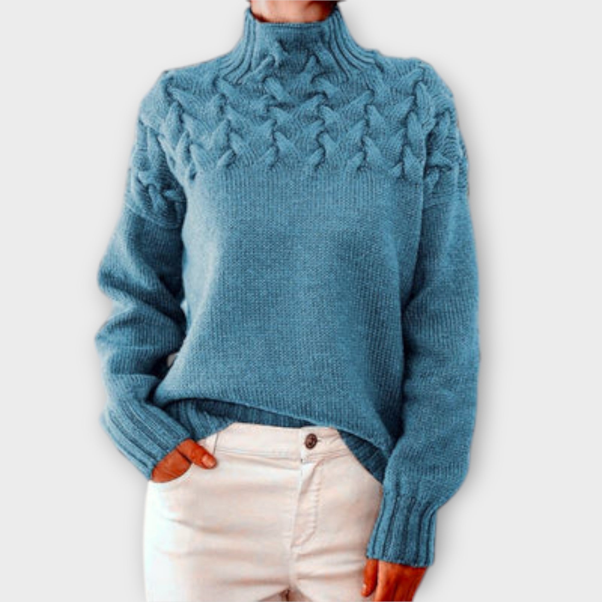 Eva - Women's Sweater with Cable Knit Detail
