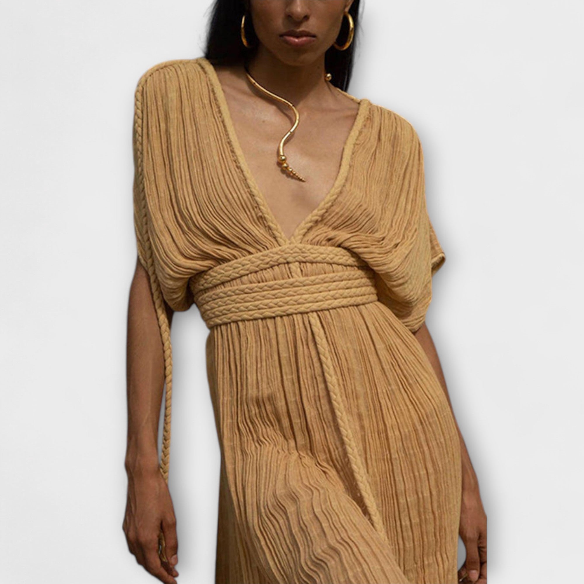 Greek-style kimono maxi dress