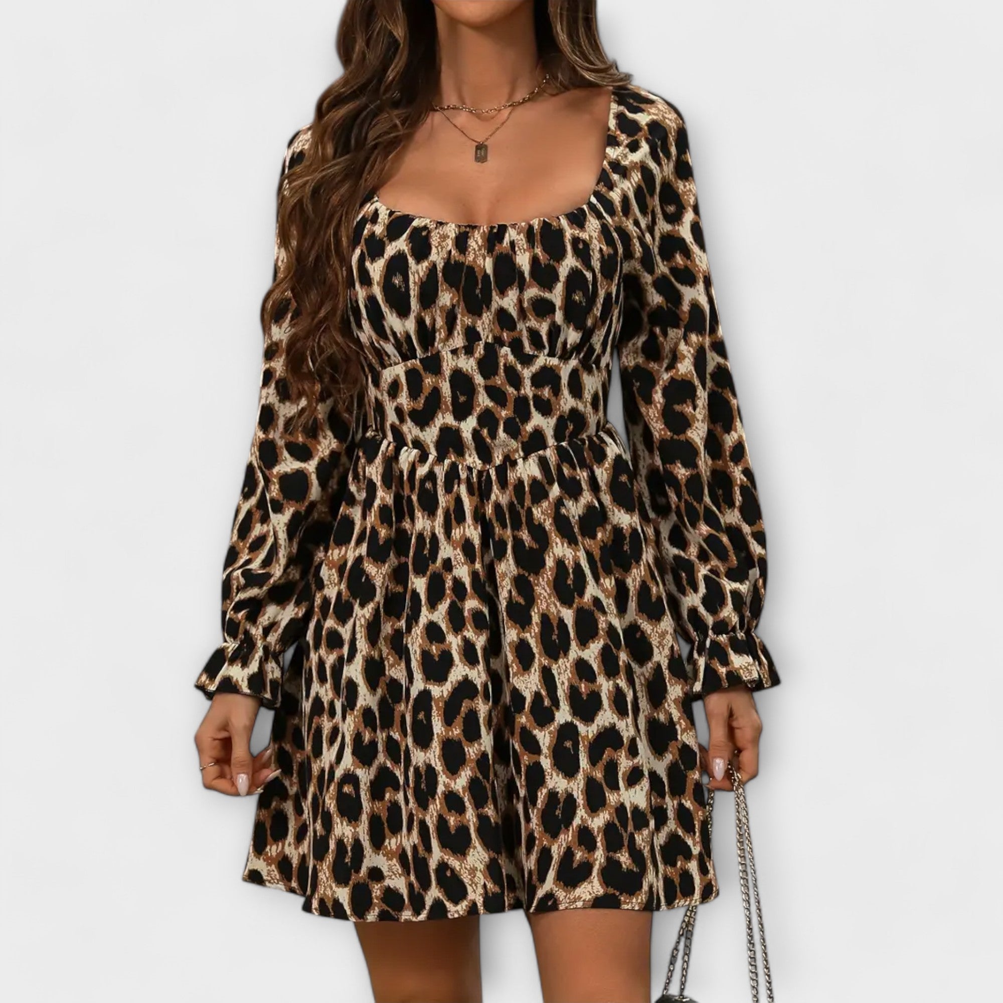 A stunning leopard print dress