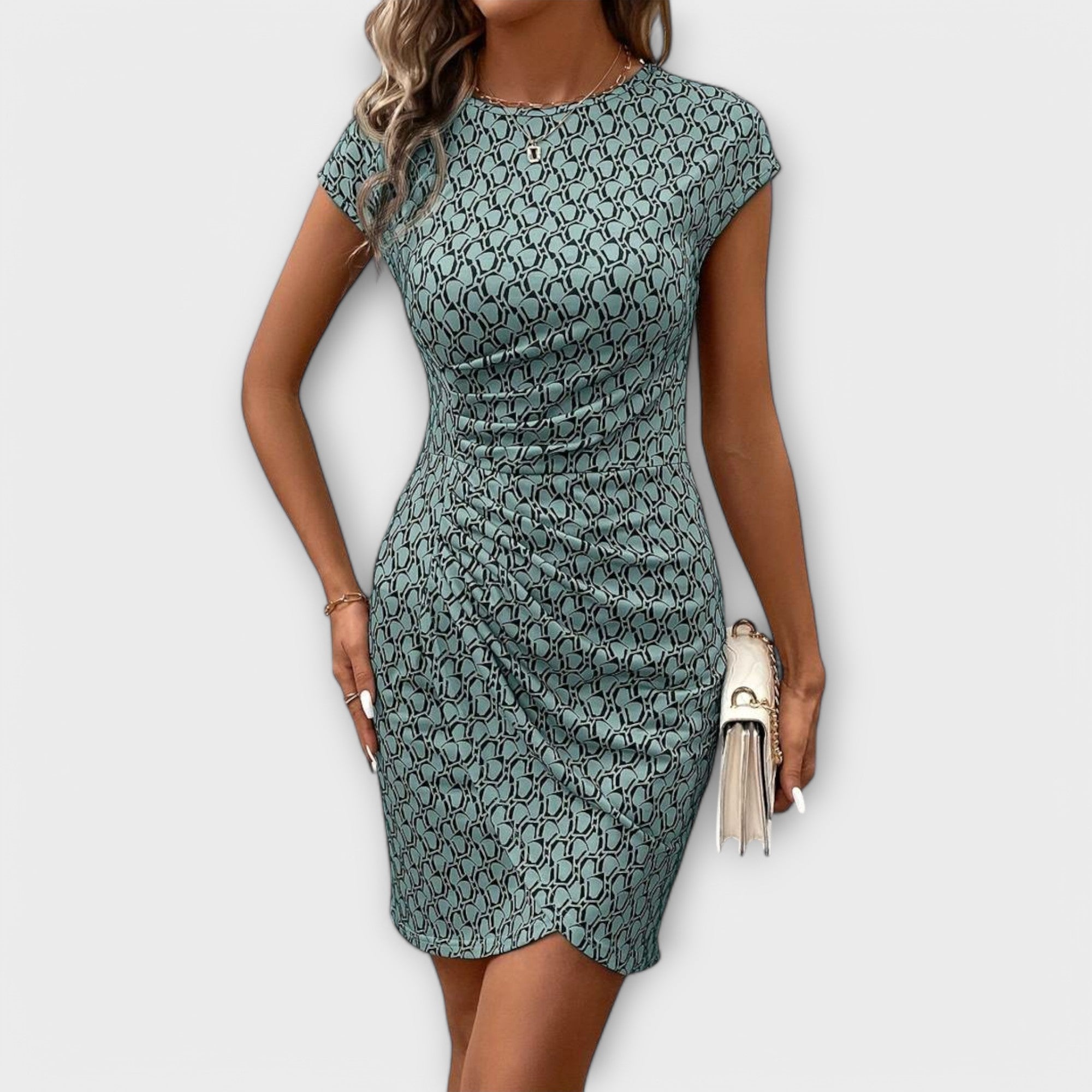 Emma - Short sleeve tulip dress with print